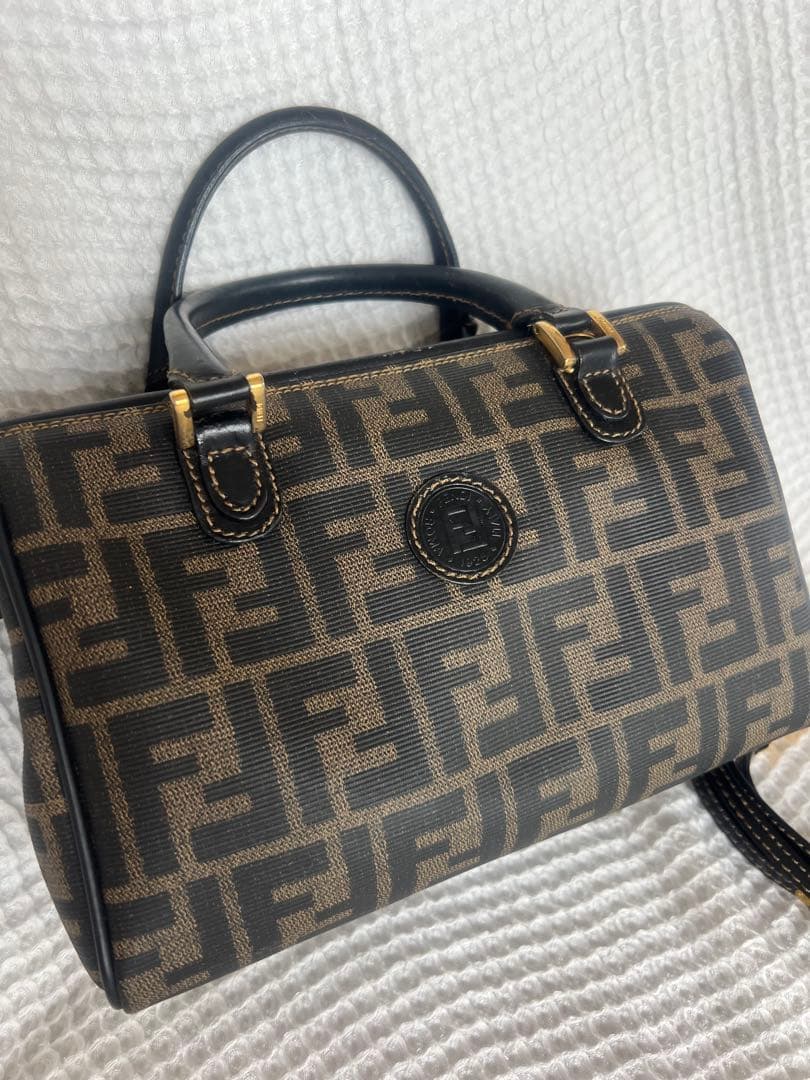 Fendi FFロゴ ハンドバッグ ブラウン/ブラック