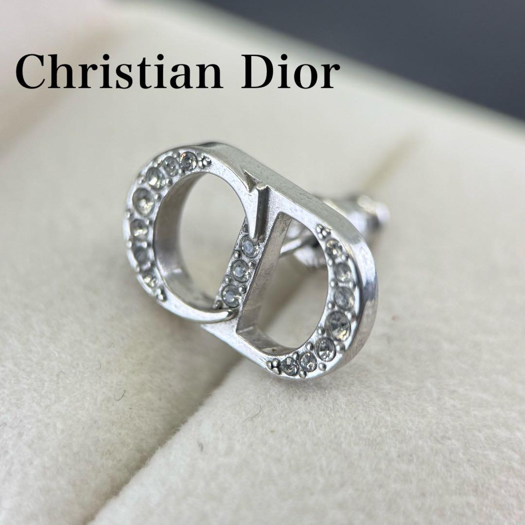 【美品】ディオール　CD ラインストーン　スタッド　ピアス　Ag925