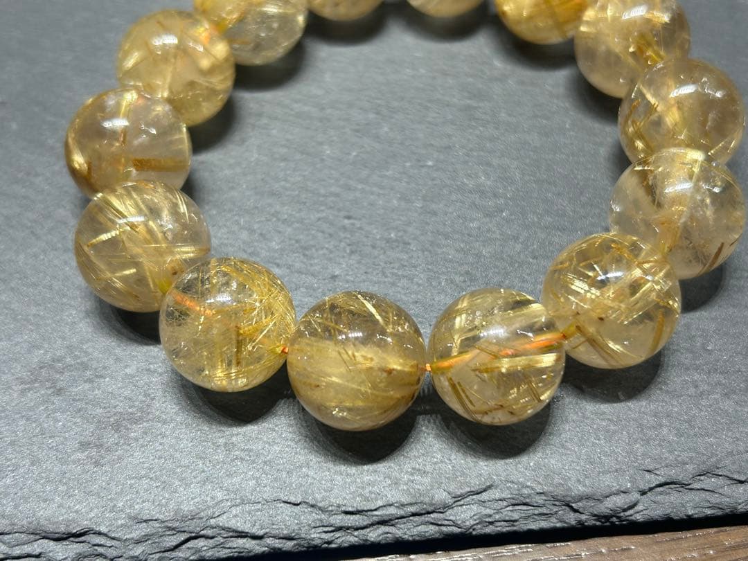 ゴールドルチルクォーツブレスレット　17mm