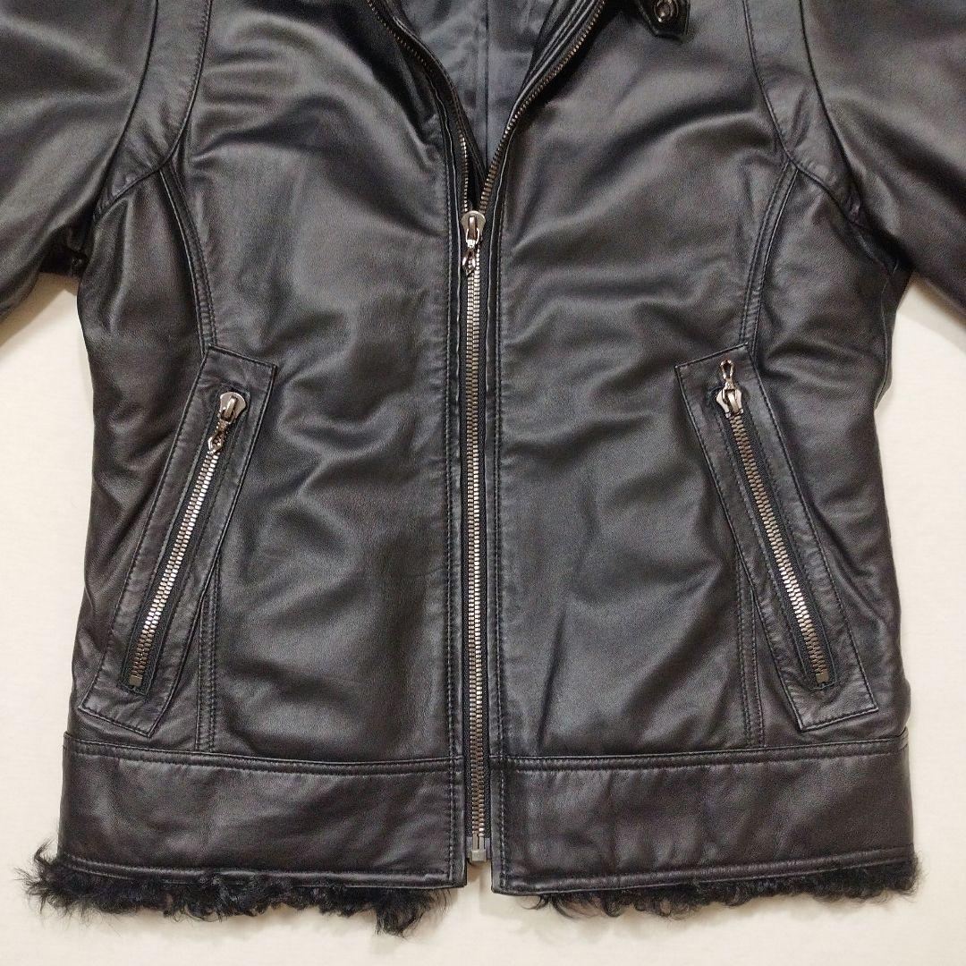 MANIAC WORKS　リアルファーラムレザーライダースジャケット　黒　M