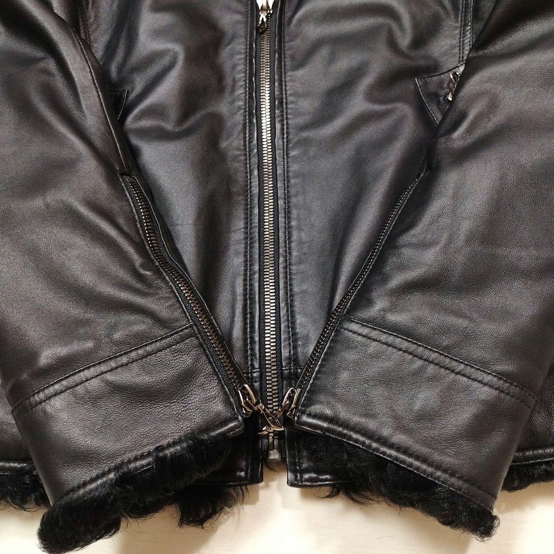 MANIAC WORKS　リアルファーラムレザーライダースジャケット　黒　M
