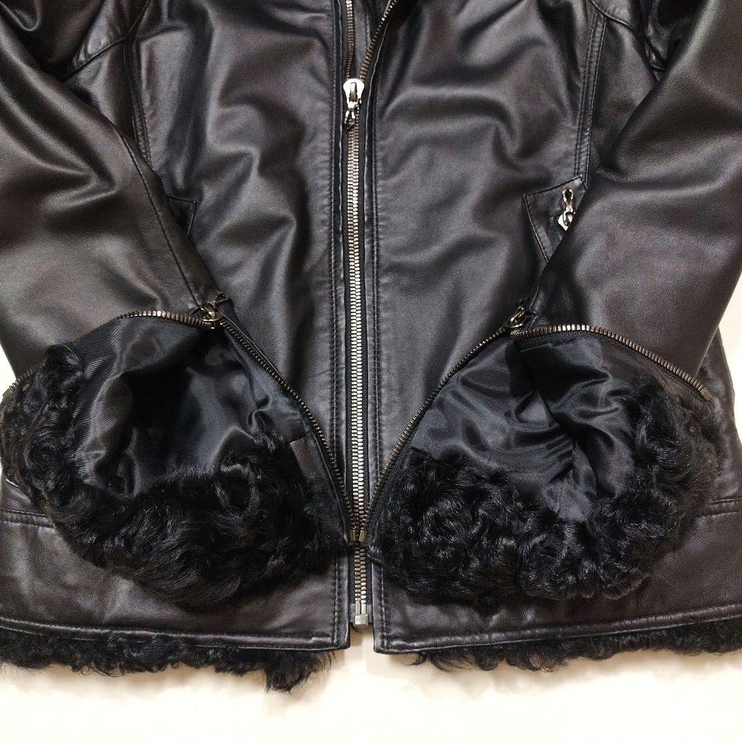 MANIAC WORKS　リアルファーラムレザーライダースジャケット　黒　M