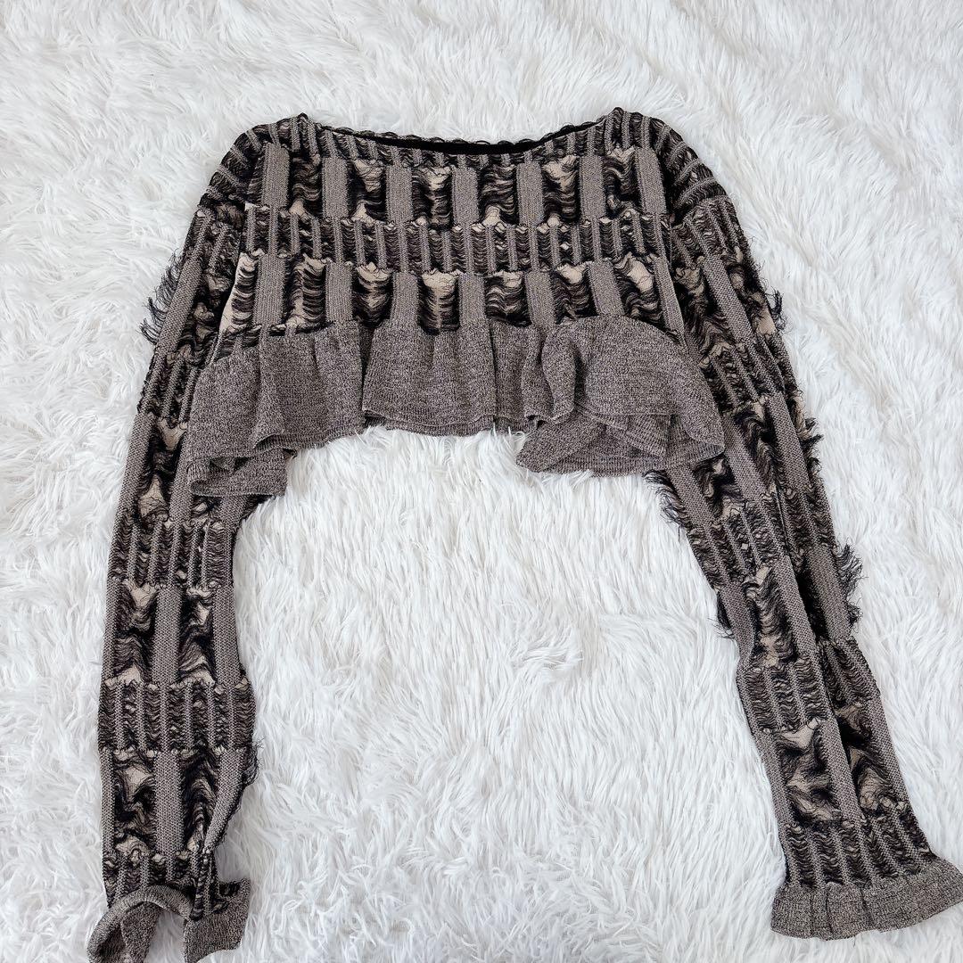 トップス AMERI MANY WAY JACQUARD SHORT KNIT TOP