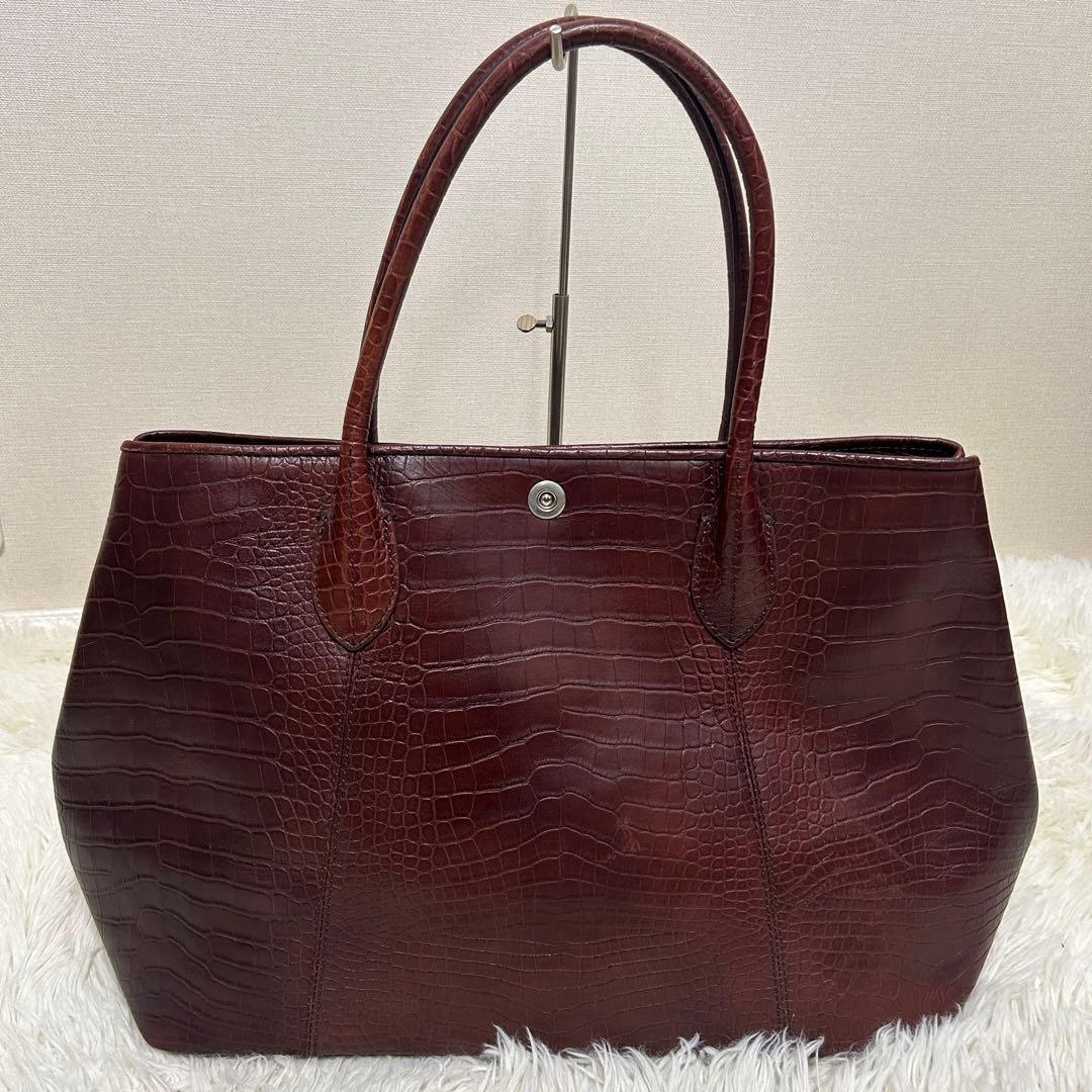 ユナイテッドアローズ　トートバッグ　クロコ型押し　ブラウン