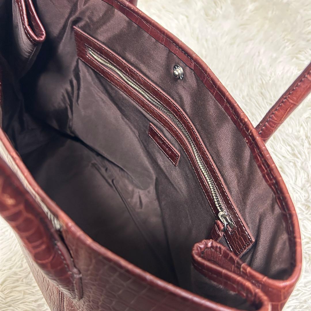 ユナイテッドアローズ　トートバッグ　クロコ型押し　ブラウン