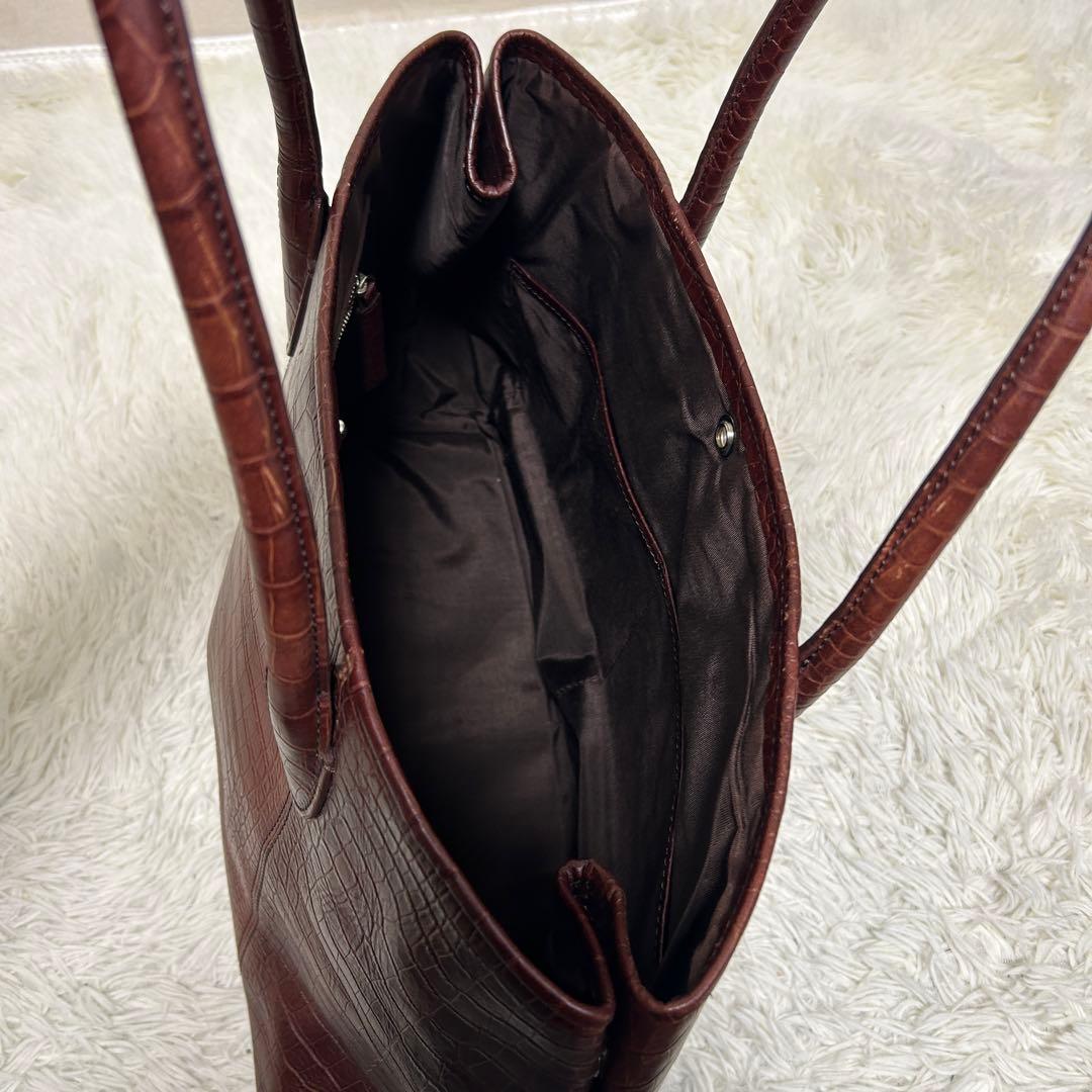 ユナイテッドアローズ　トートバッグ　クロコ型押し　ブラウン