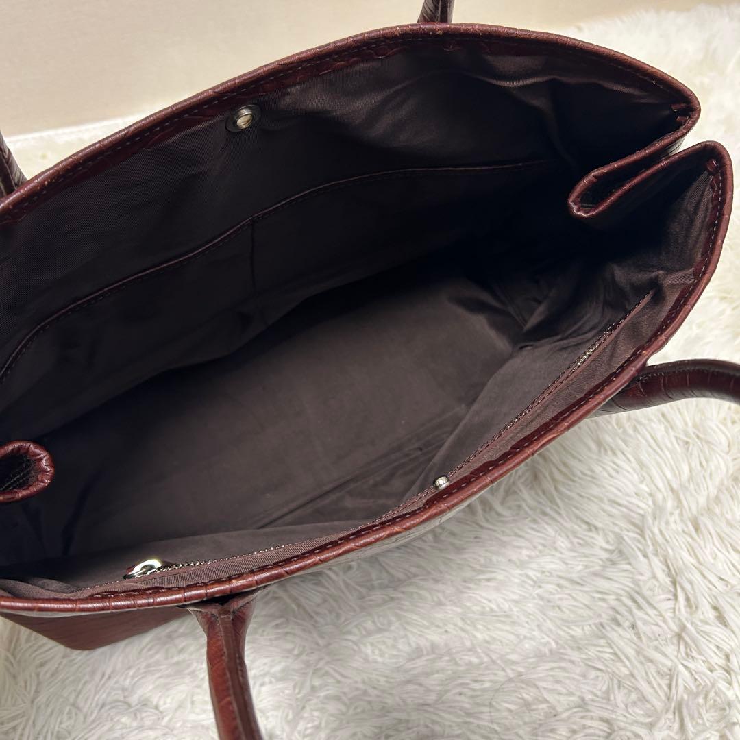 ユナイテッドアローズ　トートバッグ　クロコ型押し　ブラウン