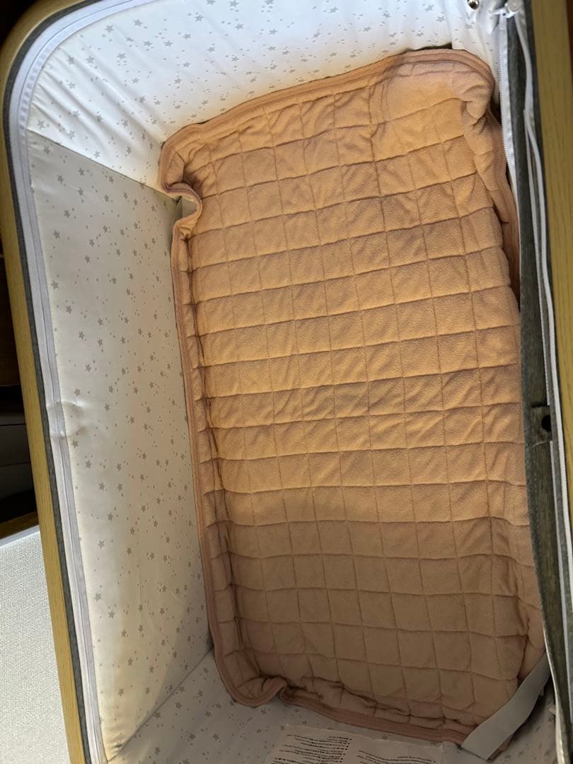 HZDMJベビーベッド添い寝折りたたみ ハイローベッドグレー　シーツ付き