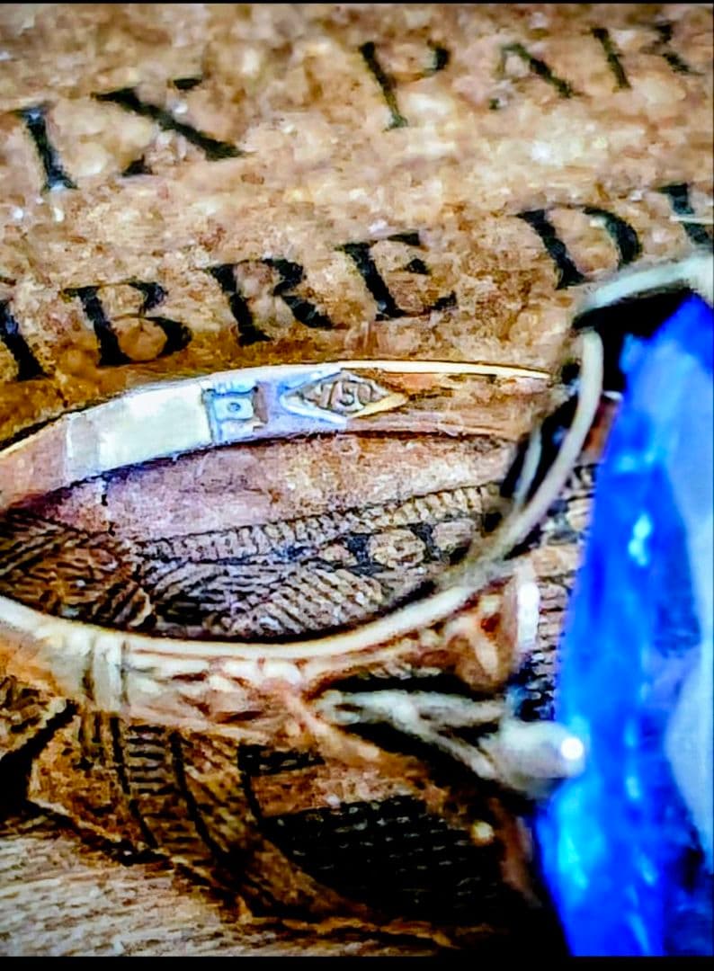 希少✨️戦前✧*。K18 合成サファイア ２色金 昭和ヴィンテージリング 6号