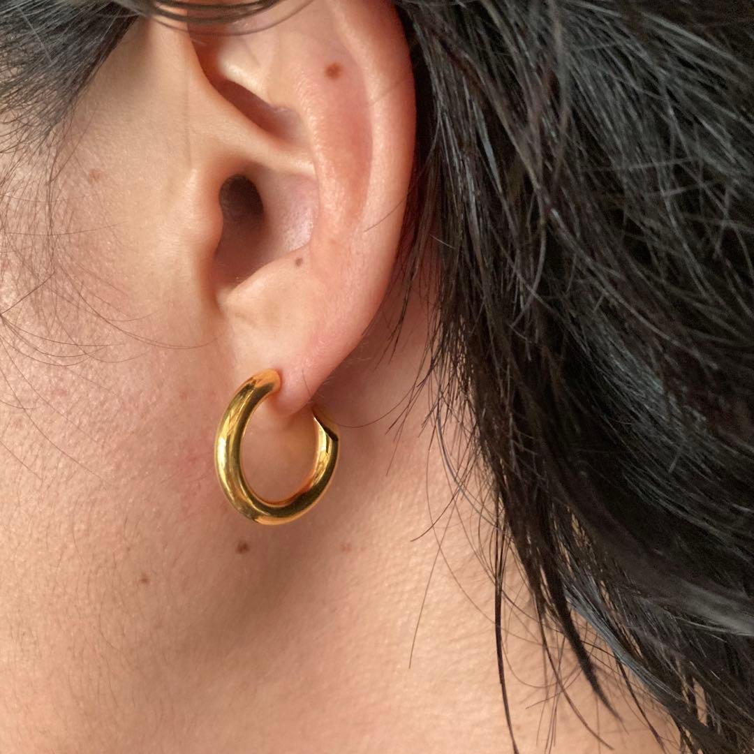 両耳 ゴールド【 4mm×23mm 】18k フープピアス シルバー925