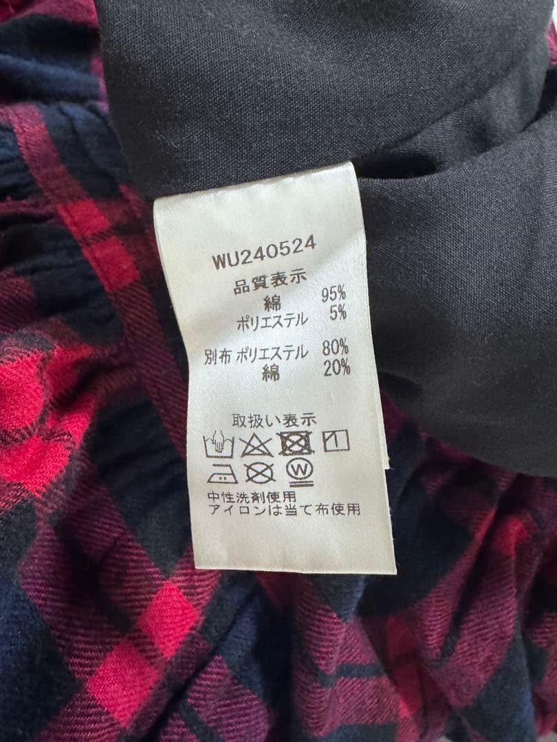 ichiスカラップエンブロイダリー チェックスカート