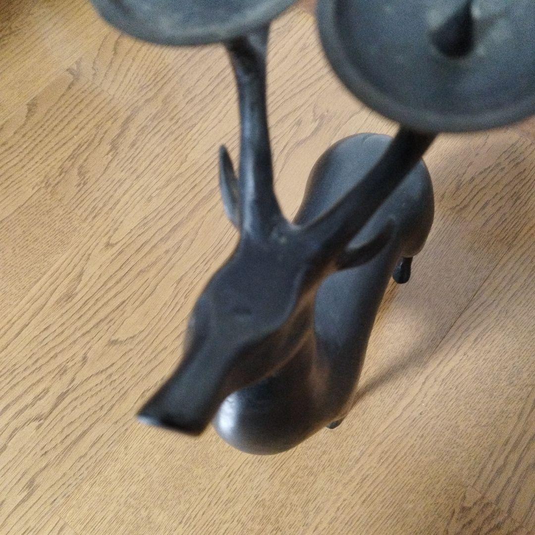 【ヤカン】アンティーク　鹿の形状の金属製キャンドルスタンド