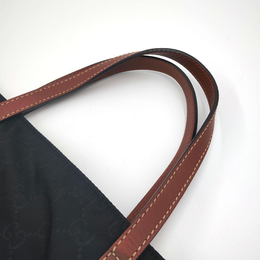 GUCCI✨️ナイロン レザー トートバッグ ショルダーバッグ ネイビー GG柄