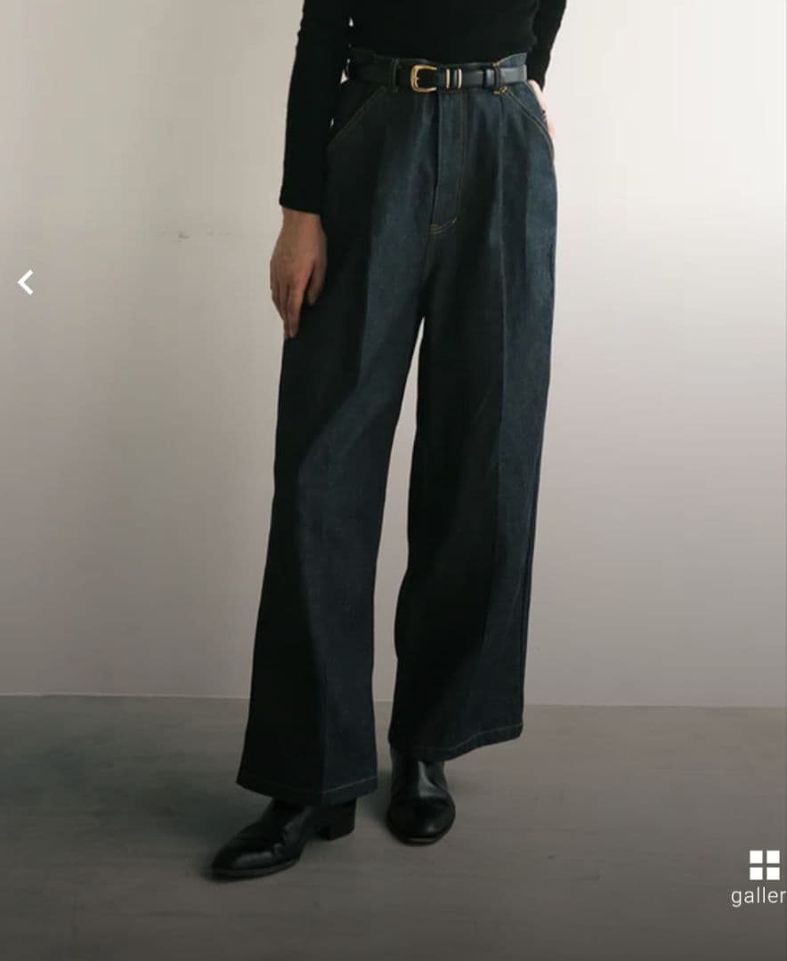 新品／タグ付│foufou 11oz denim tuck pants Mサイズ