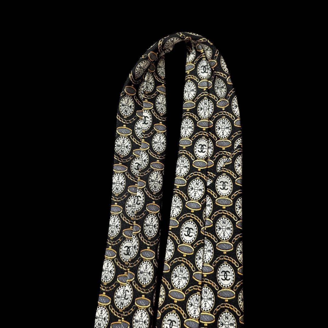 CHANEL ココマーク コンパス柄 希少 ネクタイ チェーン付 ハイブラ