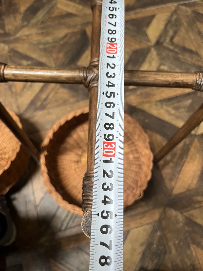 はるなな＊籐 ラタン 2段 バスケット かご インテリア 昭和レトロ