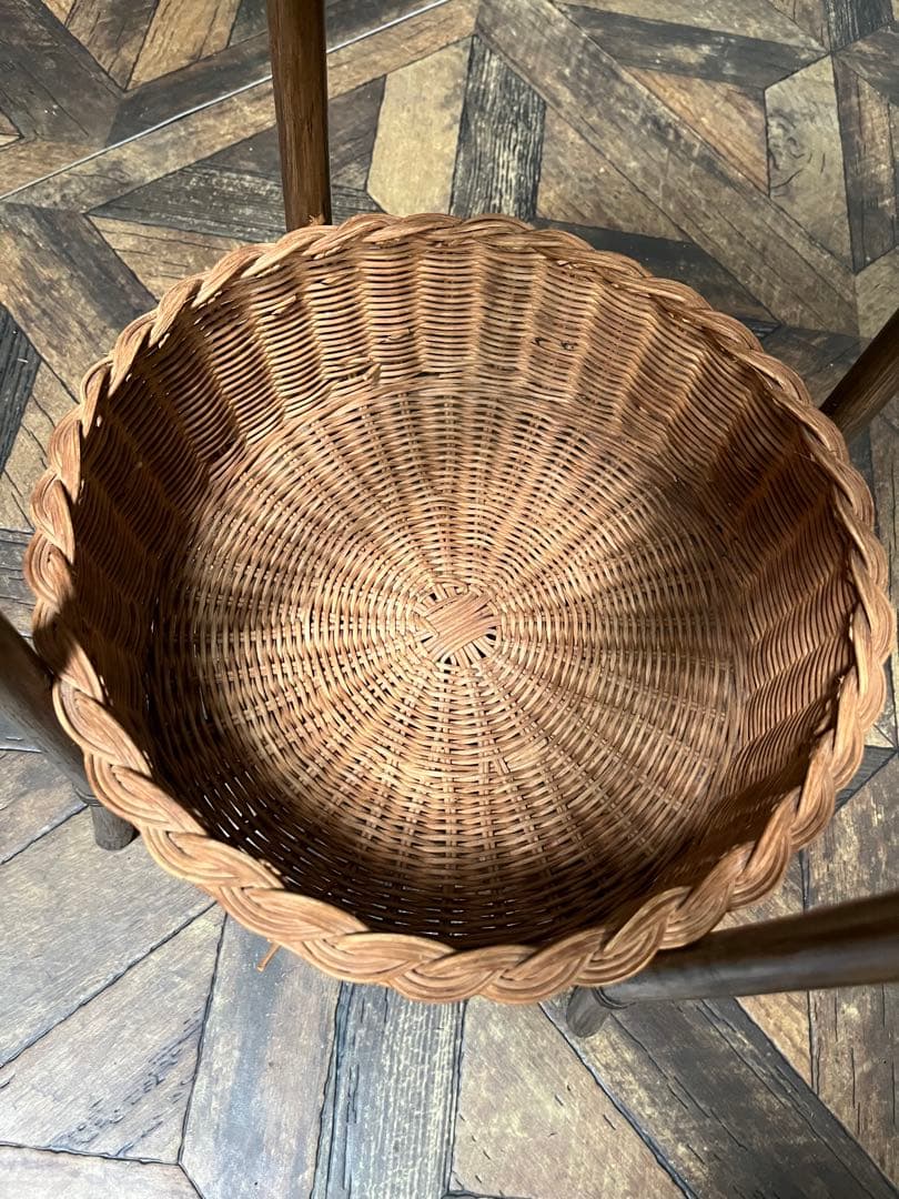 はるなな＊籐 ラタン 2段 バスケット かご インテリア 昭和レトロ