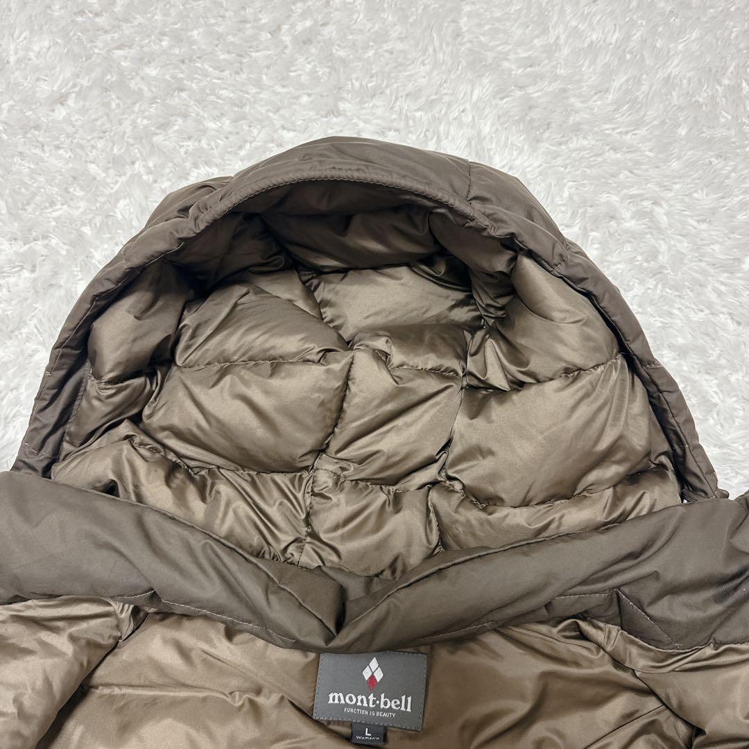 良品 モンベル ロングダウン ex800 ブラウン レディースL 収納袋あり