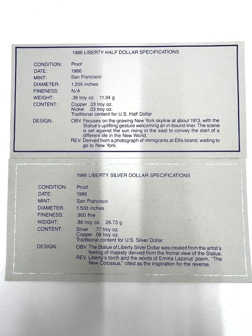 1986年 自由の女神 建立100周年 記念セット２枚入り×２セット