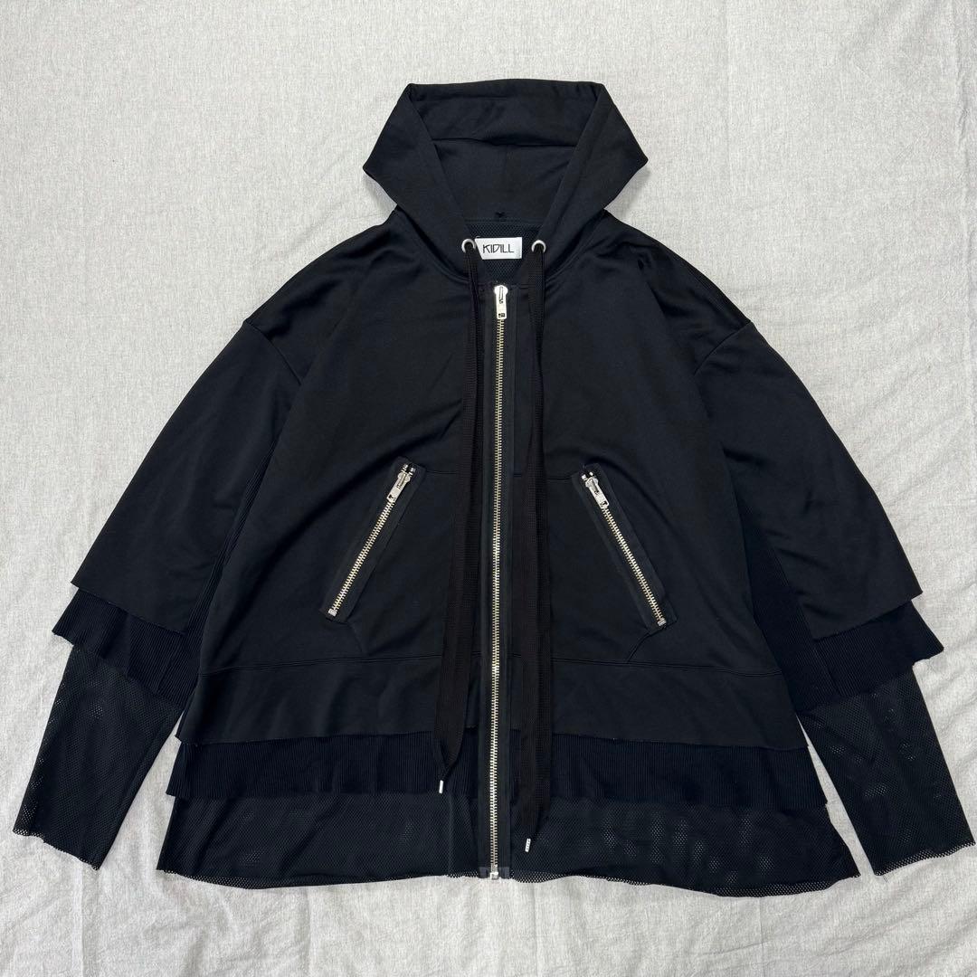 【狂気】KIDILL 刺繍 メッシュ パーカー 黒 FREE オーバーサイズ