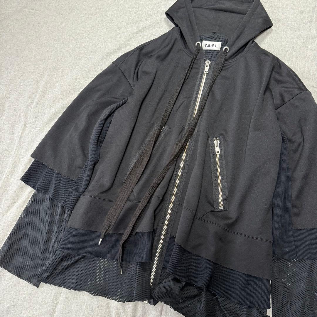 【狂気】KIDILL 刺繍 メッシュ パーカー 黒 FREE オーバーサイズ
