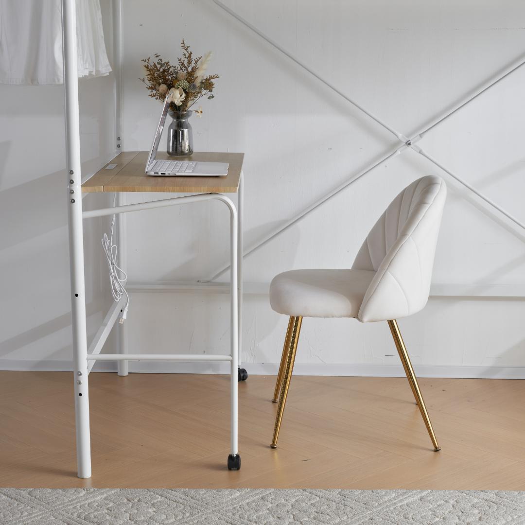 システムベット ロフトベッド シングル デスク付きコンセント付き収納付きホワイト