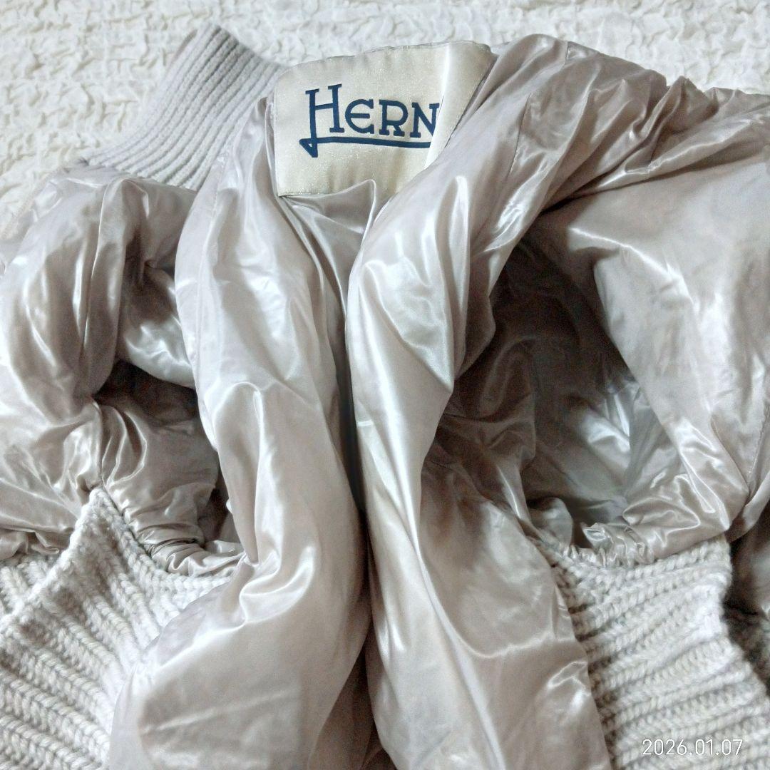 雑誌掲載　鈴木保奈美さん着用　美品　ヘルノ　異素材　ダウン　ニット　コート