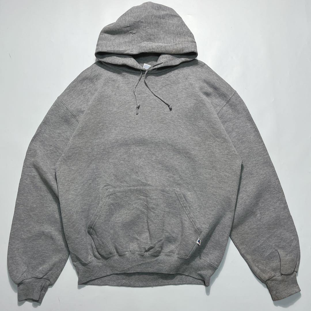 90s〜 ラッセル プルオーバーパーカー L グレー 無地 プレーン 7582
