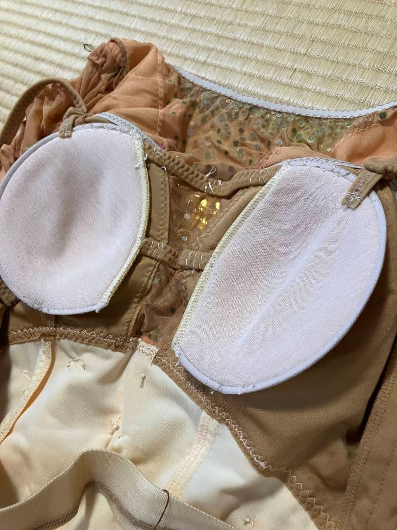 社交ダンスドレス　Mサイズ　ピーチオレンジカラー