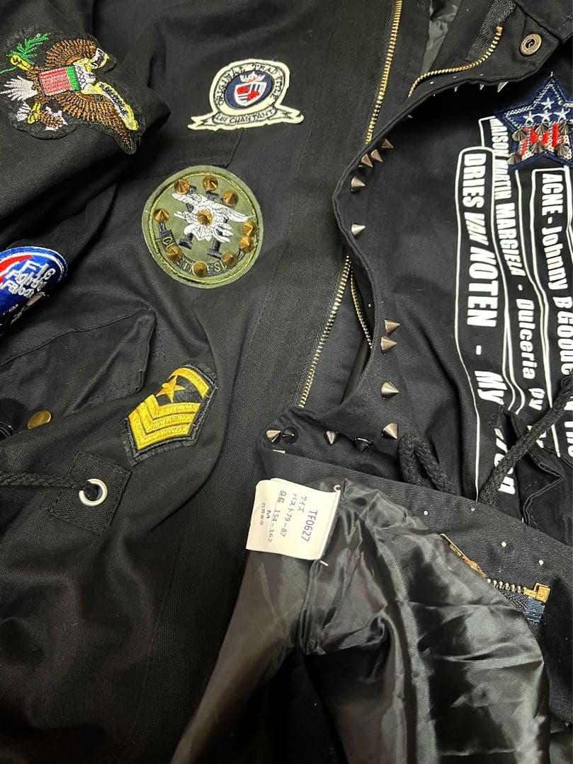 vintage ワッペンペイントスタッズモッズコート 大きいサイズ 個性的