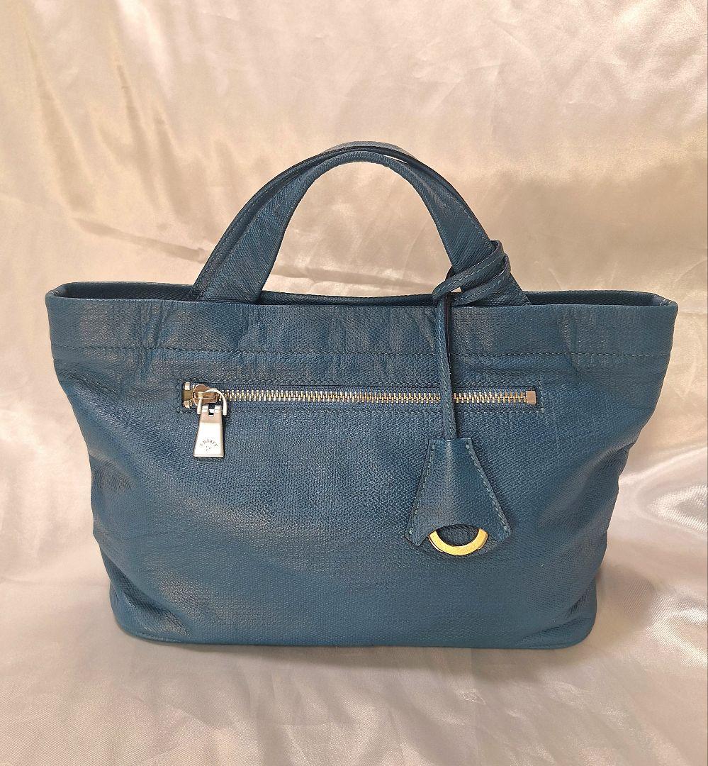 ブルーaniary アニアリ　クロッシングレザー ミニトートバッグ　ゴルフ