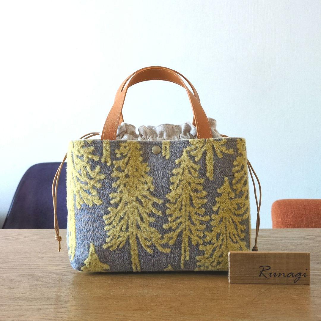 【1568】あおりポケットの巾着バッグ＊ミナペルホネン