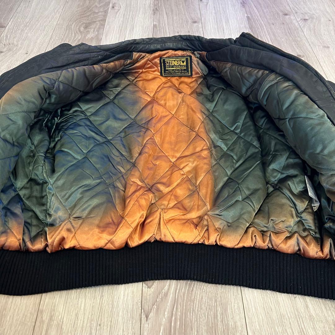 ヴィンテージ　本革　Steiner レザーMA-1 フライトジャケット L 黒