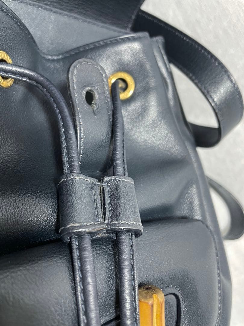 【オールドグッチ】GUCCI ミニ バンブーリュック ネイビー