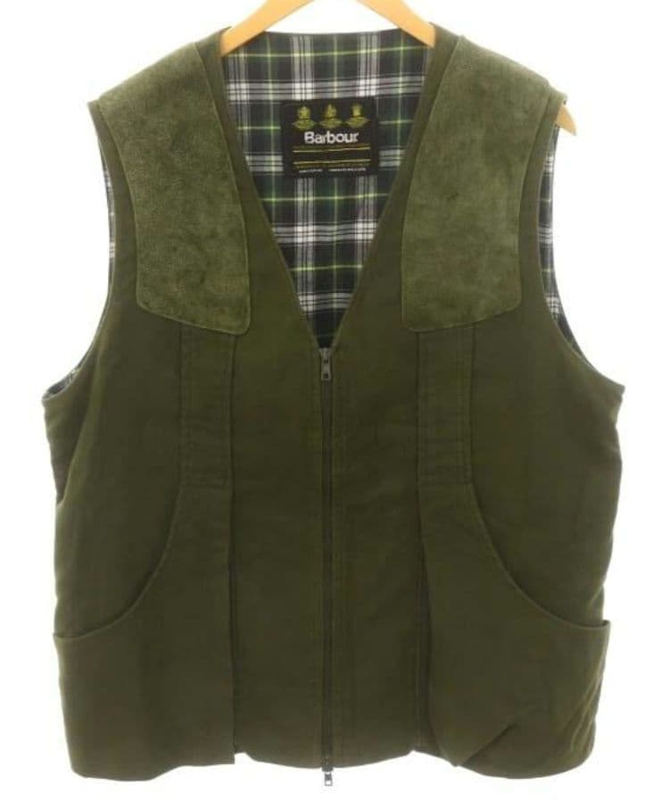 Barbour モールスキンベスト　グリーンカーキ