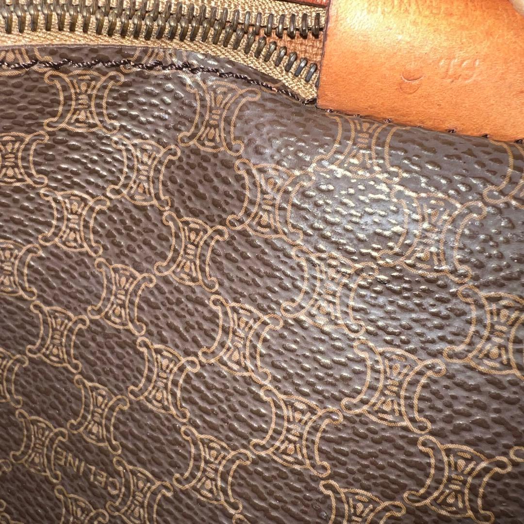 セリーヌ　ボストンバッグ　ショルダー付き　マカダム　レザー