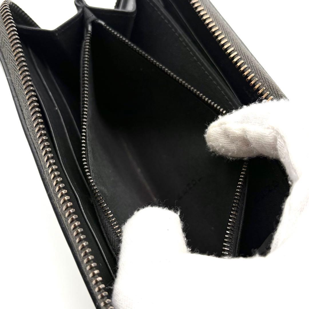 【美品】フェンディ 長財布 ラウンドジップ バグズアイ モンスター グレー