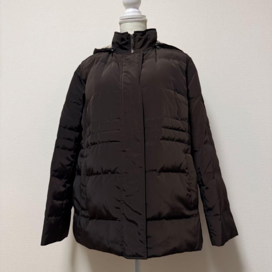 バーバリーロンドン　ダウンジャケット　ノバチェック　フード　3L　ブラウン